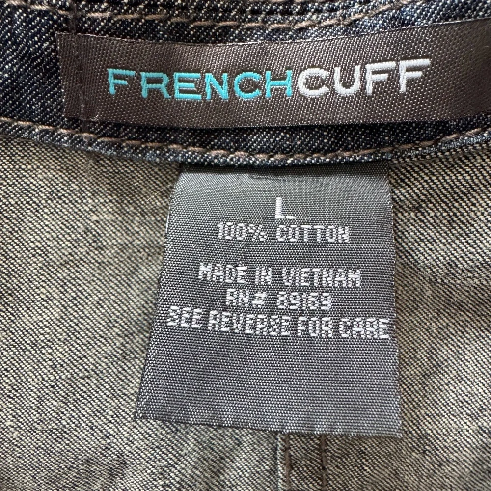 French Cuff Dark Denim Fitted Blazer Jacket